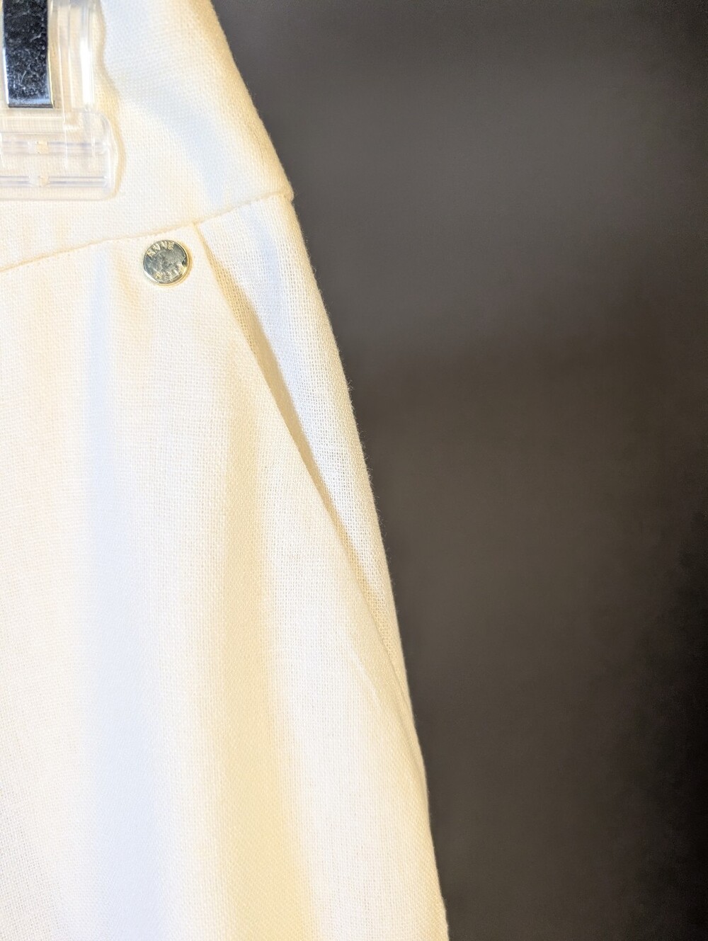 Anne Klein Cream Linen Blend Straight Leg Ankle Pants Lace Hem Size M A-244 - Picture 5 of 10